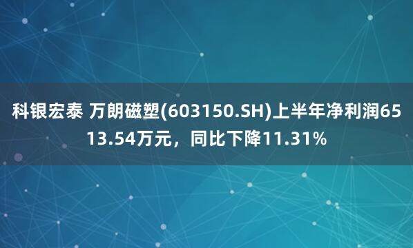 科银宏泰 万朗磁塑(603150.SH)上半年净利润6513.54万元，同比下降11.31%